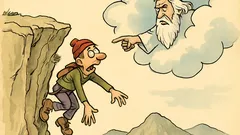 Banc: Un alpinist strigă „Doamne, e cineva?”